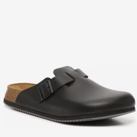 Birkenstock Black Slip-On Leather Sandals - Picture 1 of 6